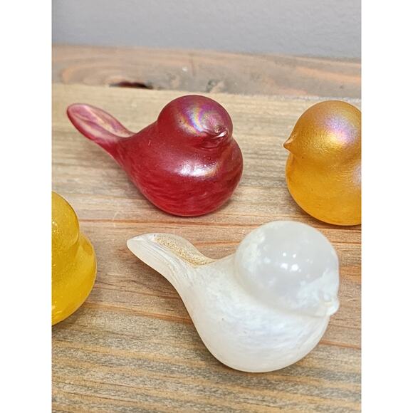 Iridescent Carnival Art Glass Bird Figurine Miniature Lot Of 5 - Picture 3 of 10